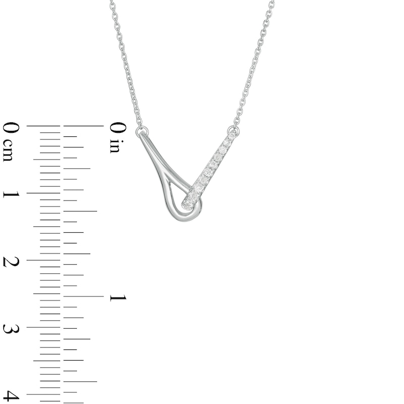 Main Image 3 of Love + Be Loved 0.10 CT. T.W. Diamond Loop Necklace in 10K White Gold