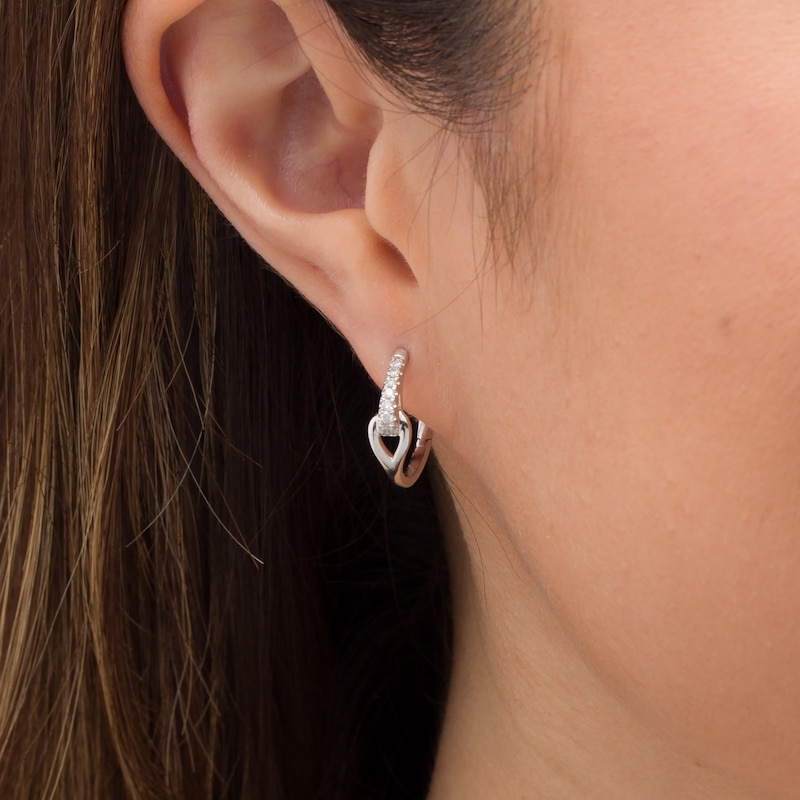 Love + Be Loved 0.16 CT. T.W. Journey Diamond Loop Hoop Earrings in Sterling Silver