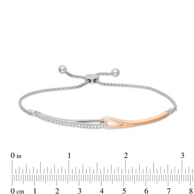 Love + Be Loved 0.23 CT. T.W. Diamond Loop Bolo Bracelet in Sterling Silver and 10K Rose Gold - 9.5"