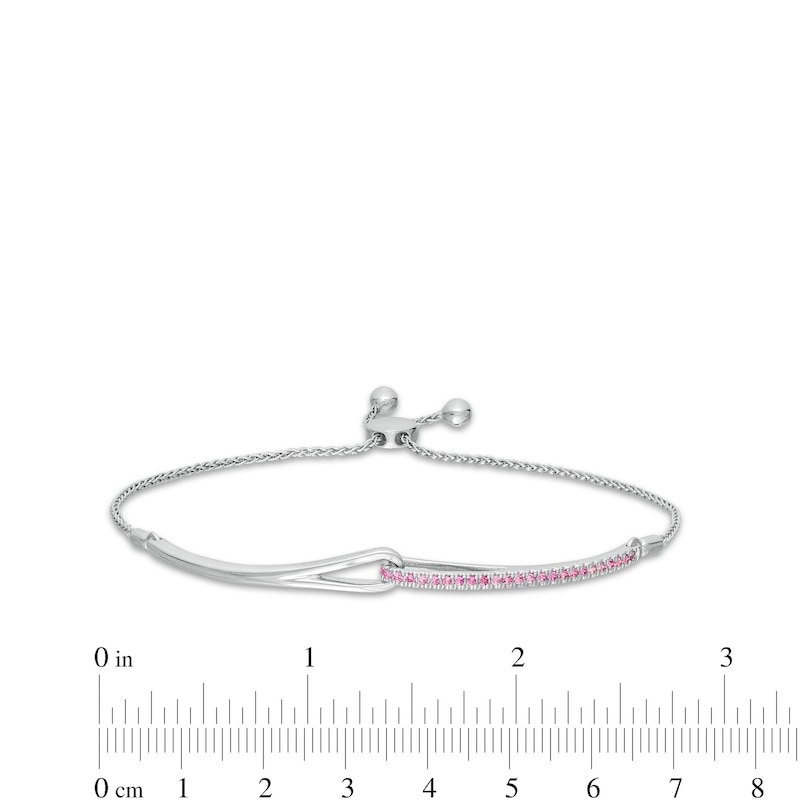 Love + Be Loved Lab-Created Pink Sapphire Loop Bolo Bracelet in Sterling Silver - 9.5"