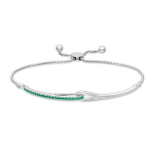 Love + Be Loved Lab-Created Emerald Loop Bolo Bracelet in Sterling Silver - 9.5"