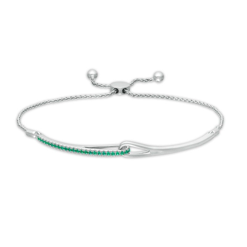 Love + Be Loved Lab-Created Emerald Loop Bolo Bracelet in Sterling Silver - 9.5"|Peoples Jewellers
