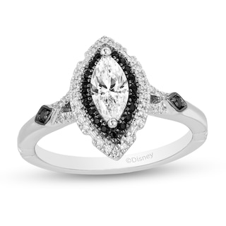 Enchanted Disney Villains Maleficent 0.69 CT. T.W. Enhanced Black and White Diamond Engagement Ring in 14K White Gold