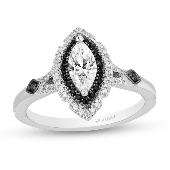 Enchanted Disney Villains Maleficent 0.69 CT. T.W. Enhanced Black and White Diamond Engagement Ring in 14K White Gold