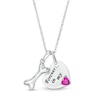 Thumbnail Image 0 of 4.0mm Simulated Birthstone "Forever in my" Heart and Dog Bone Charm Pendant in Sterling Silver (1 Stone)