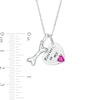 Thumbnail Image 2 of 4.0mm Simulated Birthstone "Forever in my" Heart and Dog Bone Charm Pendant in Sterling Silver (1 Stone)