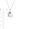 Thumbnail Image 2 of 4.0mm Heart-Shaped Simulated Birthstone and Diamond Accent Paw Print Heart Pendant in Sterling Silver (1 Stone and Line)