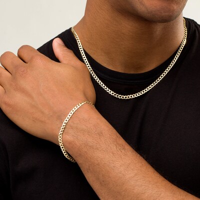 4.7mm Curb Chain Bracelet and Necklace Set in 10K Gold