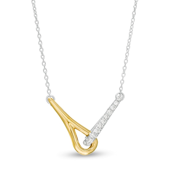 Love + Be Loved 0.10 CT. T.W. Diamond Loop Necklace in Sterling Silver and 10K Gold