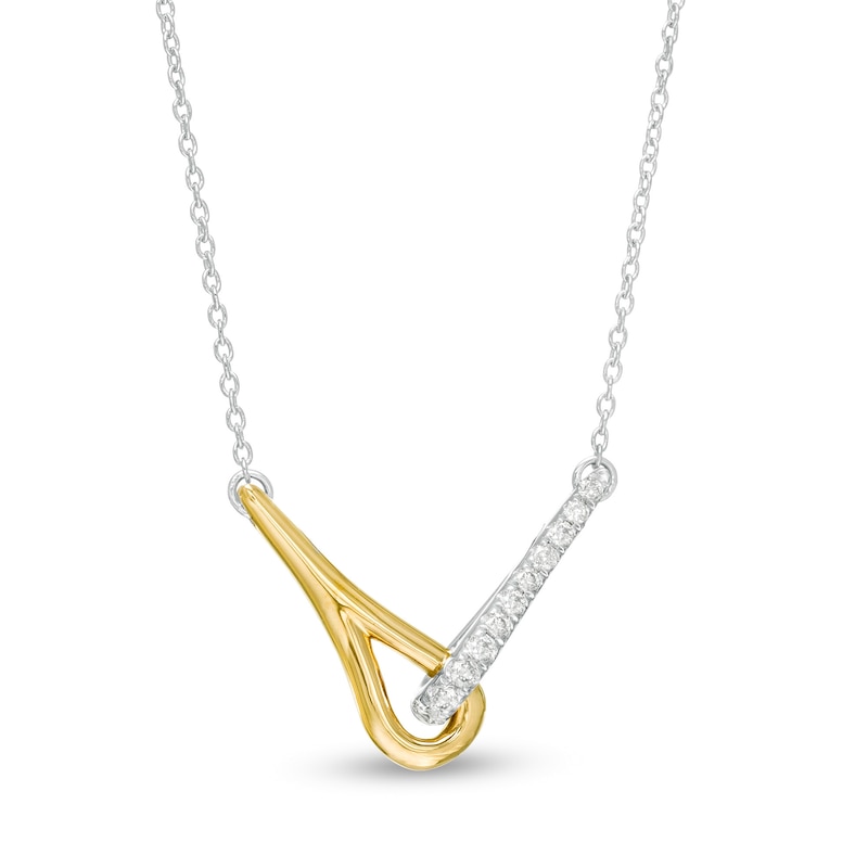 Love + Be Loved 0.10 CT. T.W. Diamond Loop Necklace in Sterling Silver and 10K Gold|Peoples Jewellers