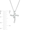 0.145 CT. T.W. Diamond Past Present Future® Curved Cross Pendant in 10K White Gold