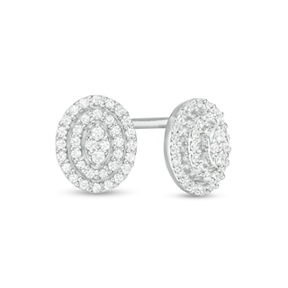 0.15 CT. T.W. Composite Diamond Double Oval Frame Stud Earrings in 10K White Gold