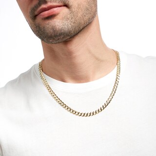 7.0mm Curb Chain Necklace in Solid 10K Gold - 22"