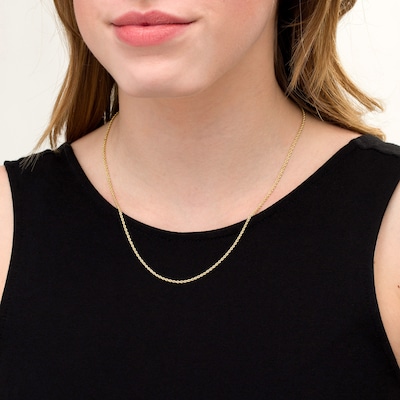 1.6mm Glitter Rope Chain Necklace in Hollow 14K Gold – 22"