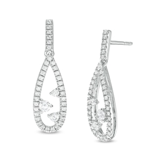 0.37 CT. T.W. Diamond Past Present Future®Teardrop-Shaped Earrings in 10K White Gold