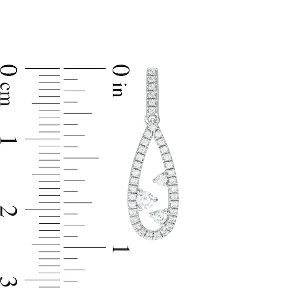 0.37 CT. T.W. Diamond Past Present Future®Teardrop-Shaped Earrings in 10K White Gold