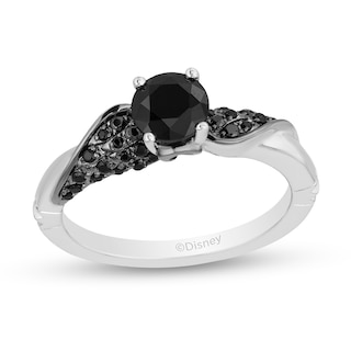 Enchanted Disney Villains Maleficent 0.80 CT. T.W. Enhanced Black Diamond Engagement Ring in 14K White Gold