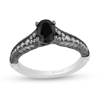 Enchanted Disney Villains Maleficent 0.95 CT. T.W. Enhanced Black and White Diamond Engagement Ring in 14K White Gold