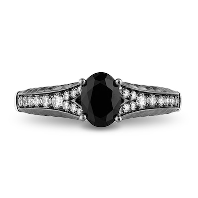 Enchanted Disney Villains Maleficent 0.95 CT. T.W. Enhanced Black and White Diamond Engagement Ring in 14K White Gold