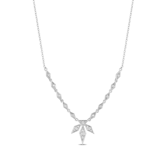 Enchanted Disney Elsa 0.18 CT. T.W. Diamond Snowflake Necklace in 10K White Gold