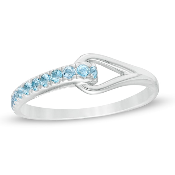 Love + Be Loved Blue Topaz Heart Loop Ring in Sterling Silver