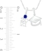 Simulated Birthstone and Diamond Accent Graduation Cap Class Year Charm Pendant in Sterling Silver (1 Stone and Year)