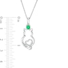 Thumbnail Image 2 of Simulated Birthstone and Diamond Accent Engravable Cat Outline and Heart Pendant in Sterling Silver (1 Stone and Line)