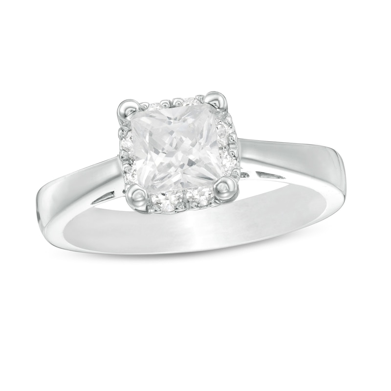 CT. T.W. Canadian Certified Princess-Cut Diamond Frame Engagement Ring in 14K White Gold (I/I2)|Peoples Jewellers