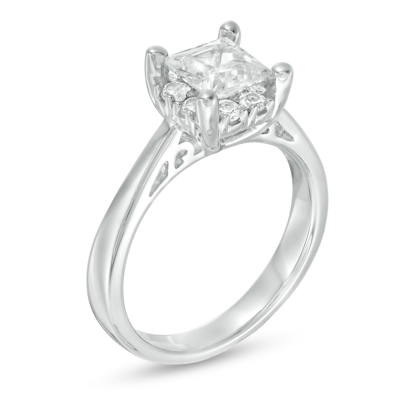 1.50 CT. T.W. Certified Canadian Princess-Cut Diamond Frame Engagement Ring in 14K White Gold (I/I2)