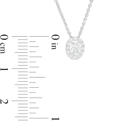 0.29 CT. T.W. Certified Oval Diamond Frame Pendant in 14K White Gold (I/SI2) - 19"