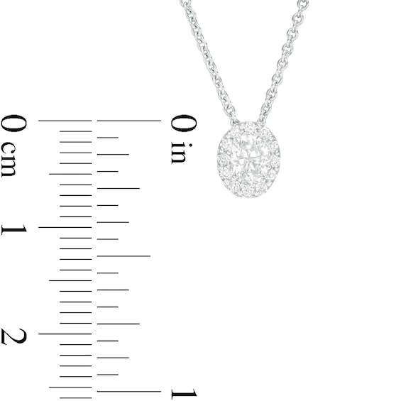 0.29 CT. T.W. Certified Oval Diamond Frame Pendant in 14K White Gold (I/SI2) - 19"