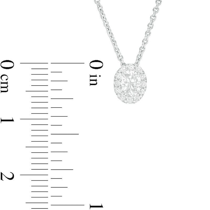 0.29 CT. T.W. Certified Oval Diamond Frame Pendant in 14K White Gold (I/SI2) - 19"