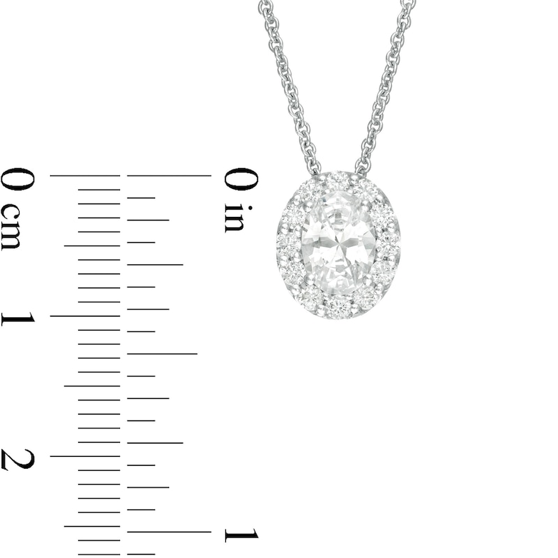 CT. T.W. Certified Oval Diamond Frame Pendant in 14K White Gold (I/SI2)|Peoples Jewellers