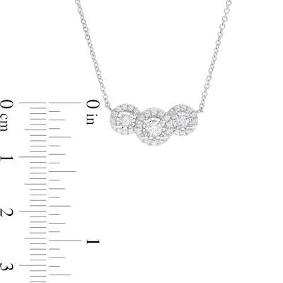 0.50 CT. T.W. Diamond Past Present Future® Frame Necklace in 10K White Gold