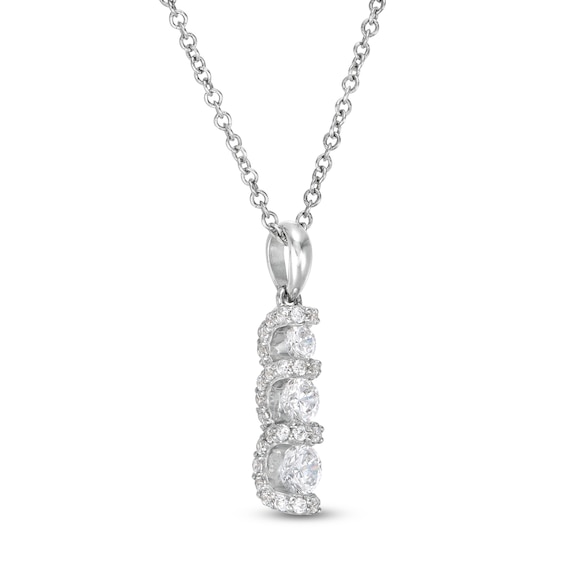 0.45 CT. T.W. Diamond Past Present Future®Graduated Linear Pendant in 10K White Gold