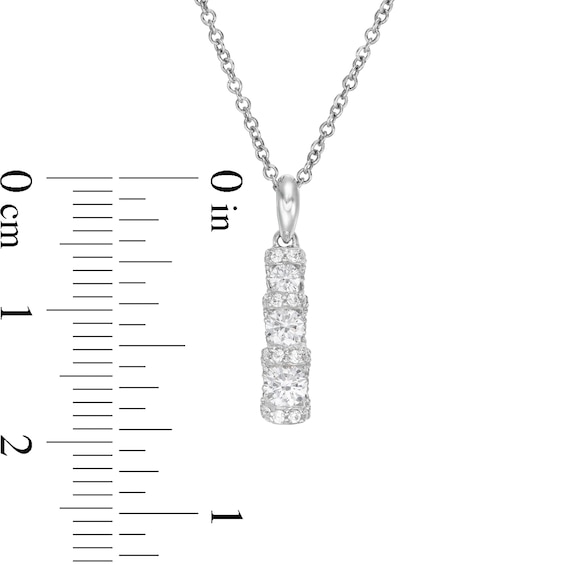 0.45 CT. T.W. Diamond Past Present Future®Graduated Linear Pendant in 10K White Gold