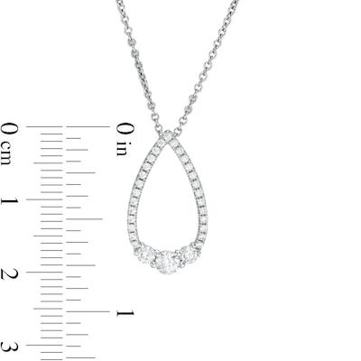 0.37 CT. .TW. Diamond Past Present Future® Teardrop-Shaped Outline Pendant in 10K White Gold