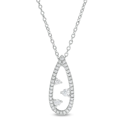 0.23 CT. T.W. Diamond Past Present Future® Teardrop-Shaped Pendant in Sterling Silver