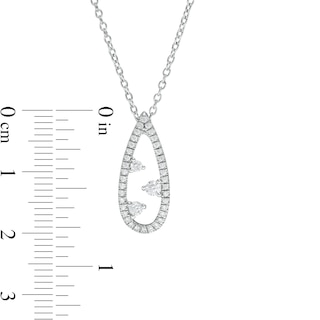 0.23 CT. T.W. Diamond Past Present Future® Teardrop-Shaped Pendant in Sterling Silver