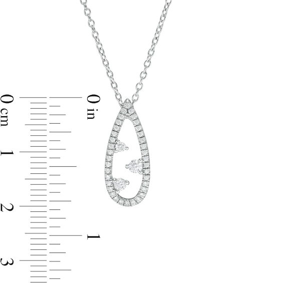 0.23 CT. T.W. Diamond Past Present Future® Teardrop-Shaped Pendant in Sterling Silver