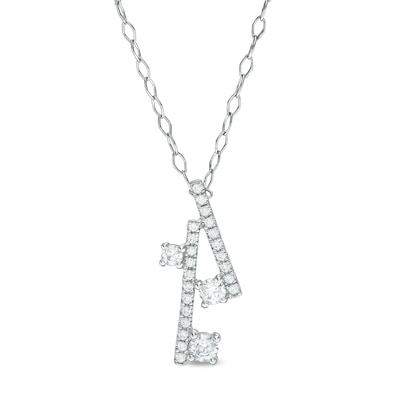 0.29 CT. T.W. Diamond Past Present Future® Double Linear Bar Pendant in 10K White Gold