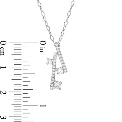 0.29 CT. T.W. Diamond Past Present Future® Double Linear Bar Pendant in 10K White Gold