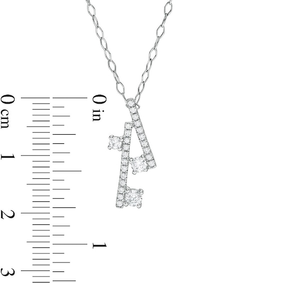 0.29 CT. T.W. Diamond Past Present Future® Double Linear Bar Pendant in 10K White Gold