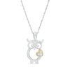 Thumbnail Image 0 of 0.065 CT. T.W. Diamond Outline Owl with Heart Pendant in Sterling Silver and 10K Gold