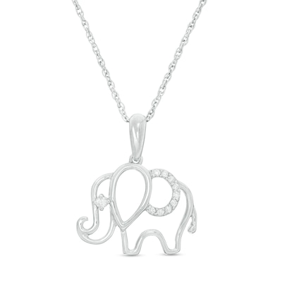 0.04 CT. T.W. Diamond Outline Elephant Pendant in Sterling Silver