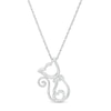 Thumbnail Image 1 of 0.04 CT. T.W. Diamond Outline Cat Curly Tail Pendant in Sterling Silver