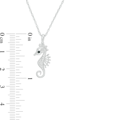 0.04 CT. T.W. Enhanced Black and White Diamond Seahorse Pendant in Sterling Silver