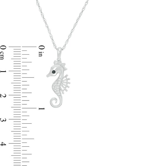 0.04 CT. T.W. Enhanced Black and White Diamond Seahorse Pendant in Sterling Silver