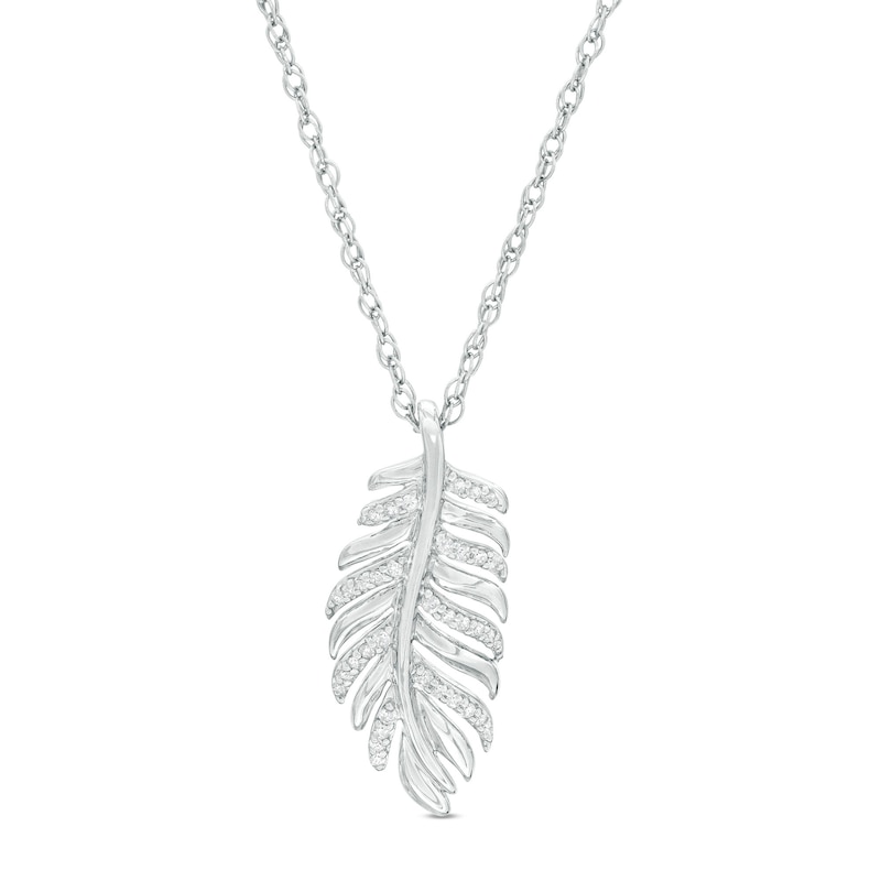 0.085 CT. T.W. Diamond Feather Pendant in Sterling Silver|Peoples Jewellers