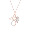 Thumbnail Image 1 of 0.085 CT. T.W. Diamond Outline Angel with Heart Vintage-Style Pendant in 10K Rose Gold